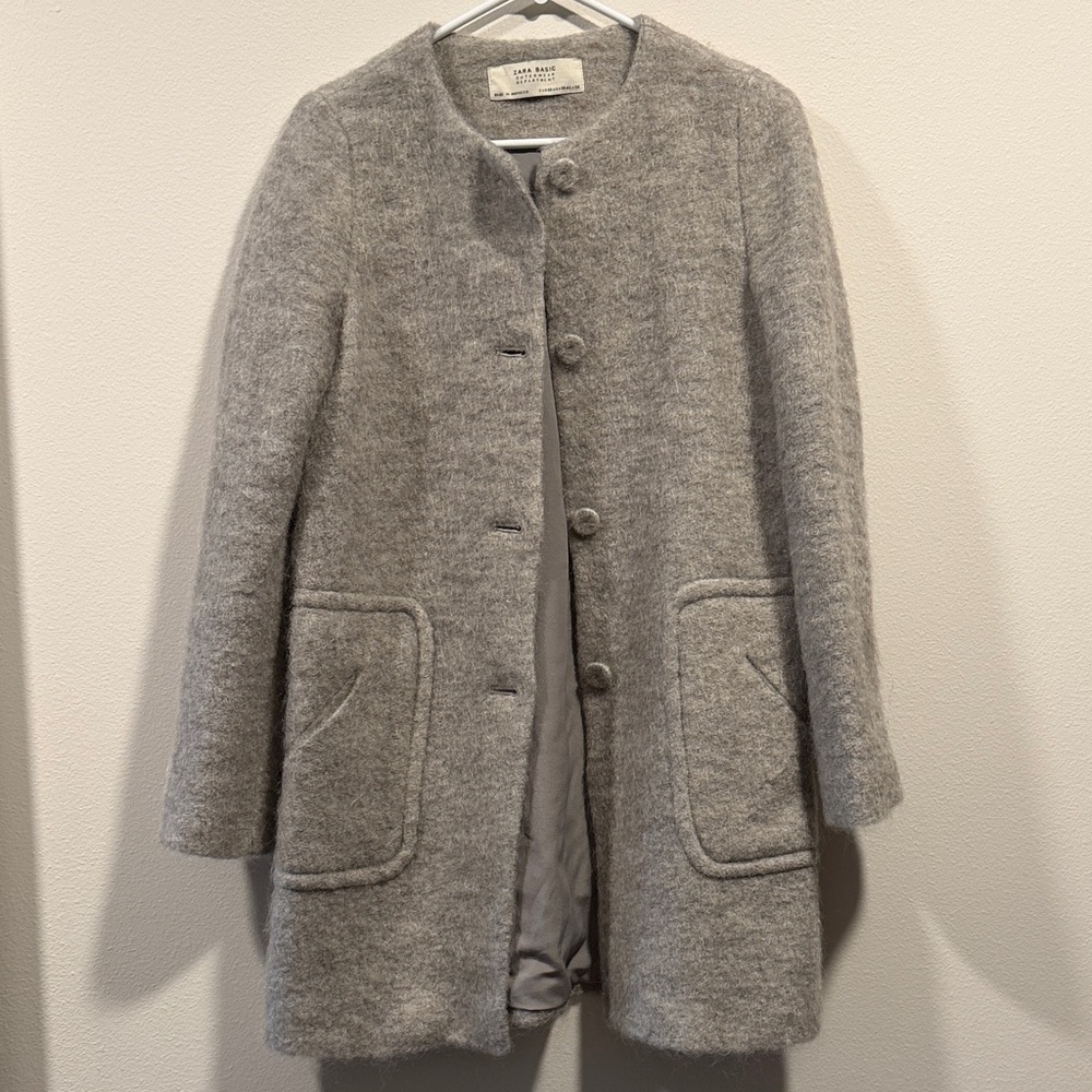 Zara Gray Wool Blend Coat